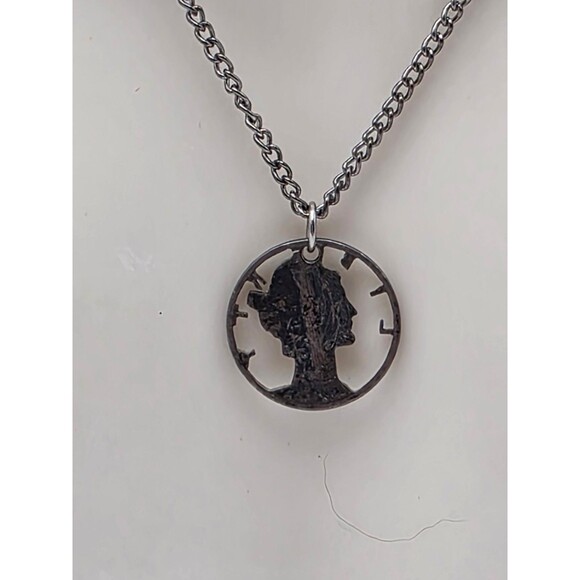 1944 Mercury Dime on Chain Necklace Lady Liberty 24" - Picture 4 of 7